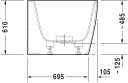 Duravit DuraSquare Badekar med panel 1800x800 mm, Mot én vegg