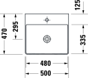 Duravit DuraSquare Møbelservant 500x470 mm, u/bl.hull, u/o.l, Hvit m/WG