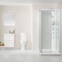 Porsgrund Showerama 10-5 F Dusjkabinett - Firkantet Matt Aluminium / 90x90cm Frostet Glass