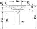 Duravit D-Neo Møbelservant 600x480 mm, u/bl.hull, m/o.l, Hvit