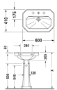 Duravit Serie 1930 Servant 600x410 mm, 1 blanderhull, Wondergliss