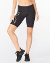 2xu Light Speed Mid-Rise Compression Shorts Dame Black/Gold Reflective S