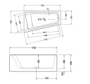 Duravit Paiova Badekar med panel 1700x1000 mm, Venstre hjørne