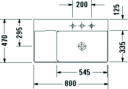 Duravit DuraSquare Møbelservant 800x470 mm, u/bl.hull, u/o.l, Hvit m/WG