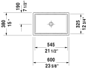 Duravit Vero Air Toppmontert servant 600x380 mm, u/bl.hull, u/o.l, Hvit m/WG