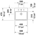 Duravit Vero Air Toppmontert servant 500x470 mm, u/bl.hull, u/overløp, Hvit