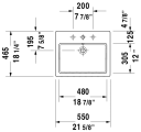 Duravit Vero Servant for nedfelling 550x465 mm, u/bl.hull, m/o.l, Hvit m/WG