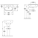 V&B O.novo Compact Vegghengt servant 550x370 mm, 1 bl.hull, m/o.l, Hvit m/C+