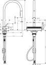 Hansgrohe Aquno Select Kjøkkenbatteri Med uttrekkbar dusj, 3jet, Krom