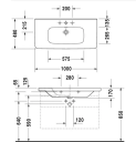 Duravit Durastyle Møbelservant 1000x480 mm. m/1 blanderhull, Wonderglis