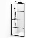 Macro Design Empire Dusjdør Gunmetal / 98cm Klart Glass med Sprosser