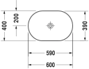 Duravit Luv Toppmontert servant 600x400 mm, Hvit Matt