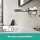 Hansgrohe Finoris 2-hulls Servantbatteri For innbygning, 16,8 cm tut, Krom