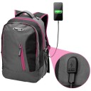 Sportsryggsekk med USB-port Grå/Rosa- 34L