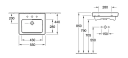 V&B Subway 2.0 Møbelservant 550x440 mm, 1 bl.hull, m/overløp, Hvit