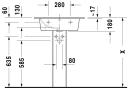 Duravit Me By Starck Møbelservant 630x490 mm, u/bl.hull, m/o.l, Hvit m/WG