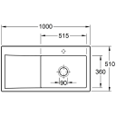 V&B Subway Style 60 Kjøkkenkum 1000x510 mm, u/oppl., høy, Almond m/C+