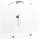 Macro Grace Dusjvegg Walk In Shower 140 cm, Sort Matt/Frostet Glass