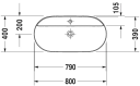 Duravit Luv Toppmontert servant 800x400 mm, m/blanderhull, Grå Matt