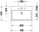 Duravit Vero Air Toppmontert servant 700x470 mm, 1 bl.hull, m/o.l, Hvit m/WG