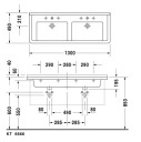 Duravit Starck 3 Dobbelservant 1300x485 mm, 3 blanderhull