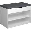 tectake Skobenk Jasmina med sitteputer 60x30x43,5cm - hvit