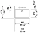 Duravit Vero Toppmontert Servant 600x470 mm, u/bl.hull, u/o.l, Hvit m/WG