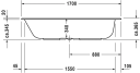 Duravit Durastyle Badekar for innbygging 1700x750x365 mm.