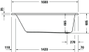 Duravit D-Neo Badekar for innbygging 1600x700 mm, Hvit