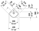 Duravit ME by Starck Hjørneservant 435x380 mm, 1 bl.hull, m/overløp, Hvit