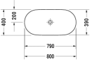 Duravit Luv Toppmontert servant 800x400 mm, Hvit Matt