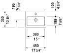 Duravit Vero Toppmonetert servant 450x350 mm, u/bl.hull, m/o.l, Hvit m/WG