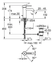 Grohe Essence 1-greps servantbatteri m/oppløftsventil, Krom