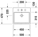 Duravit Vero Air Toppmontert servant 500x470 mm, u/bl.hull, u/overløp, Hvit