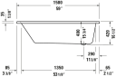 Duravit No.1 Spa-kar for innbygging 1500x700 mm, Jet Project, Hvit