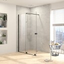 Alterna Pureday Walk-in Dusj med Klart Glass - B110-180cm Svart Matt / 110-120cm Venstre Hengslet