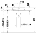 Duravit Cape Cod Toppmontert servant 480x480 mm, 1 bl.hull, u/o.l, Hvit m/WG