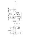 Grohe Eurocube 1-greps badekarbatteri Med hånddusjsett, Krom