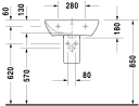 Duravit ME by Starck Vegghengt servant 550x440 mm, 1 bl.hull, m/overløp, Hvit