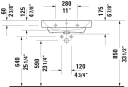 Duravit No.1 Vegghengt Servant 650x460 mm, 1 bl.hull, m/o.l, Hvit