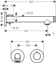 Axor Uno 2-hulls Servantbatteri Tutlengde 221 mm, Krom