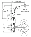 Grohe Vitalio 260 Dusjsystem m/termostat Ø260 mm hodedusj, Krom