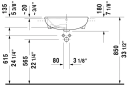 Duravit Me By Starck Servant f/frembygg. 550x455 mm, 1 bl.hull, m/overløp, Hvit