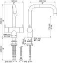 Vola KV6 Kjøkkenbatteri 260 mm tut, m/svingbar tut, Sort Matt