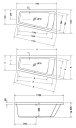 Duravit Paiova Badekar for innbygging 1700x1000 mm, Høyre hjørne