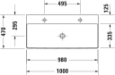 Duravit DuraSquare Møbelservant 1000x470 mm, m/2 blanderhull