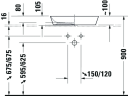 Duravit Cape Cod Toppmontert servant 550x400 mm, u/bl.hull, u/o.l, Hvit m/WG