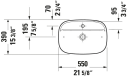 Duravit Zencha Toppmontert Servant 550x390 mm, 1 bl.hull, u/o.l, Grå Matt