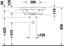 Duravit DuraStyle Vegghengt servant 550x400 mm, 1 bl.hull, m/o.l, Hvit m/WG