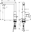 Axor Uno 220 Servantbatteri Med bunnventil, Krom